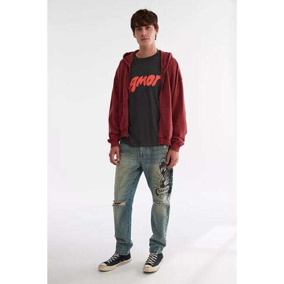 New Urban Outfitters Ed Hardy Graphic Slim Taper Jeans $175 SIZE 32 - Picture 1 of 5